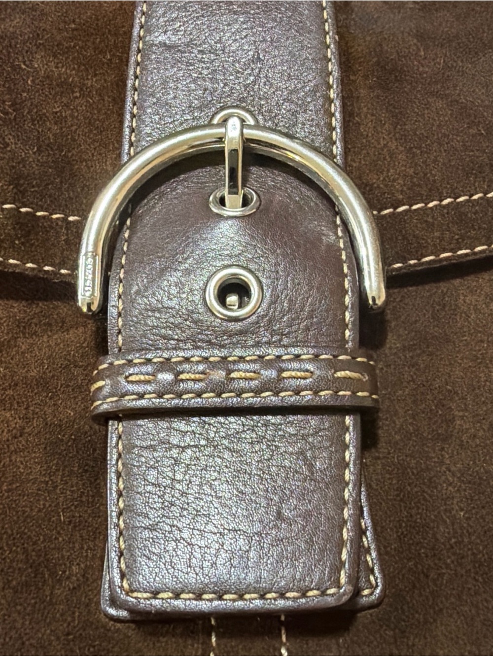 Vintage Coach Soho 9688 Shoulder Bag Brown Suede Leather Buckle Flap Y2K *Nice* - Picture 2 of 16
